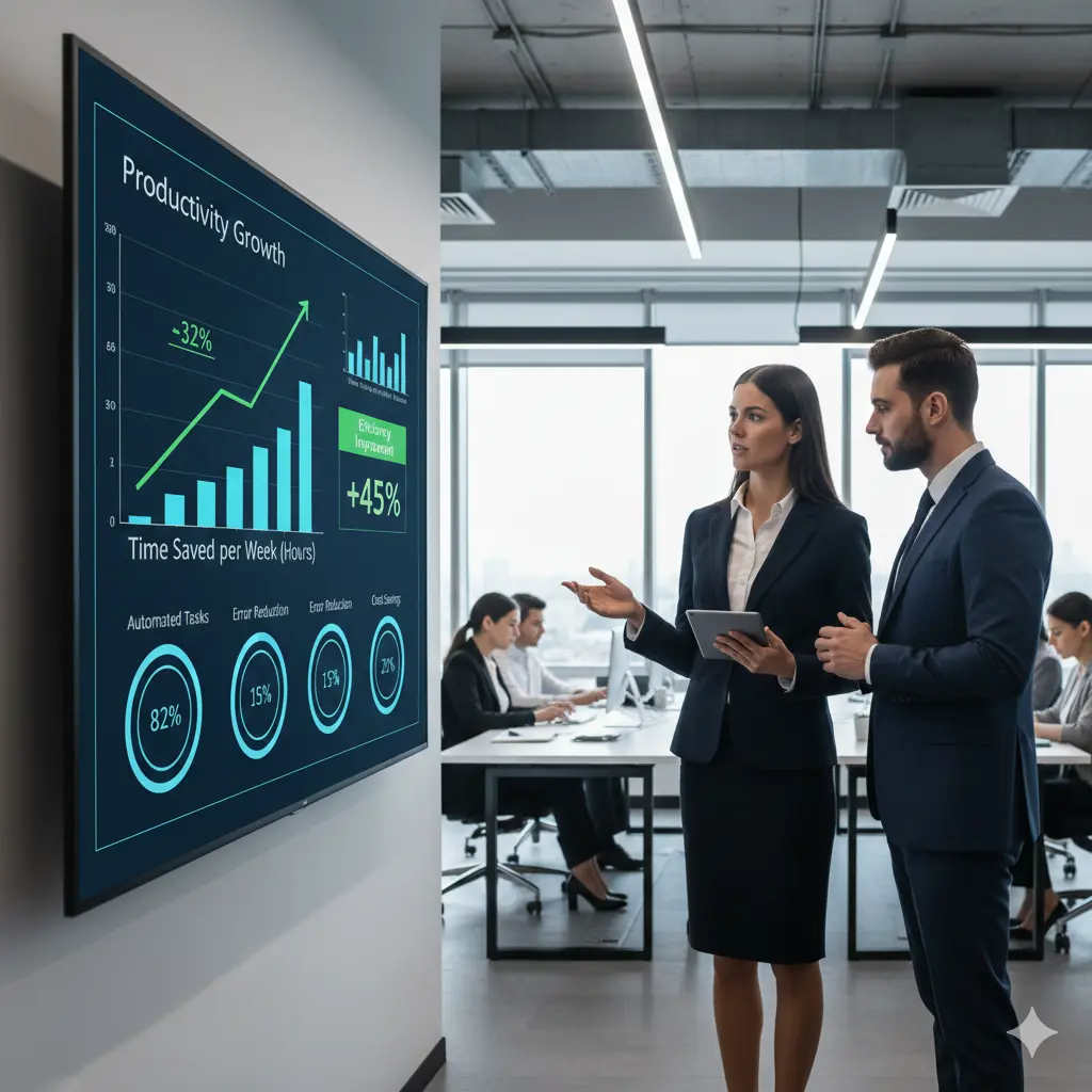 business productivity chart showing efficiency improvement after automation implementation